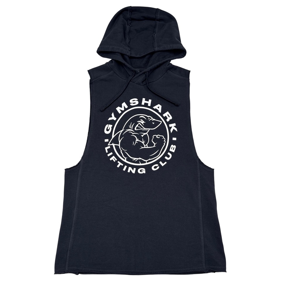 Gymshark Lifting Club Sleeveless Hoodie Shirt Mens Size Small Black Gym Workout
